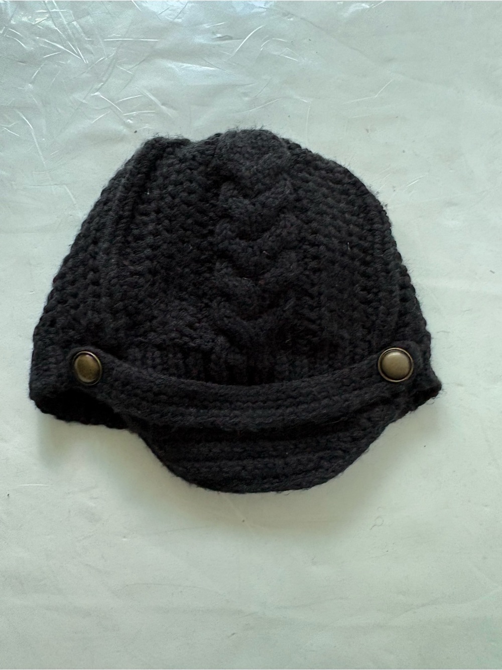 Black Knit Brim Beanie Hat